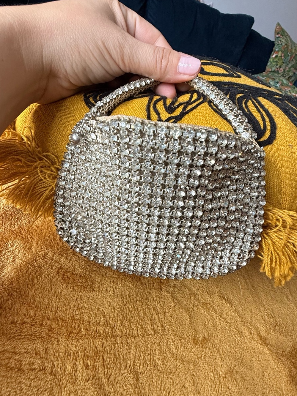 Vintage Rhinestone Czech Mini  Purse